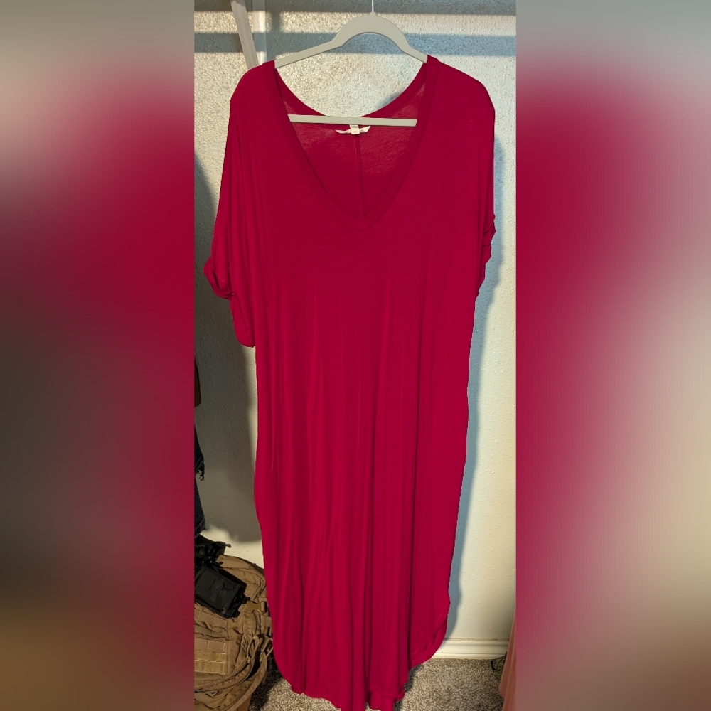 Terra & Sky Red Short Sleeve Tunic Dress